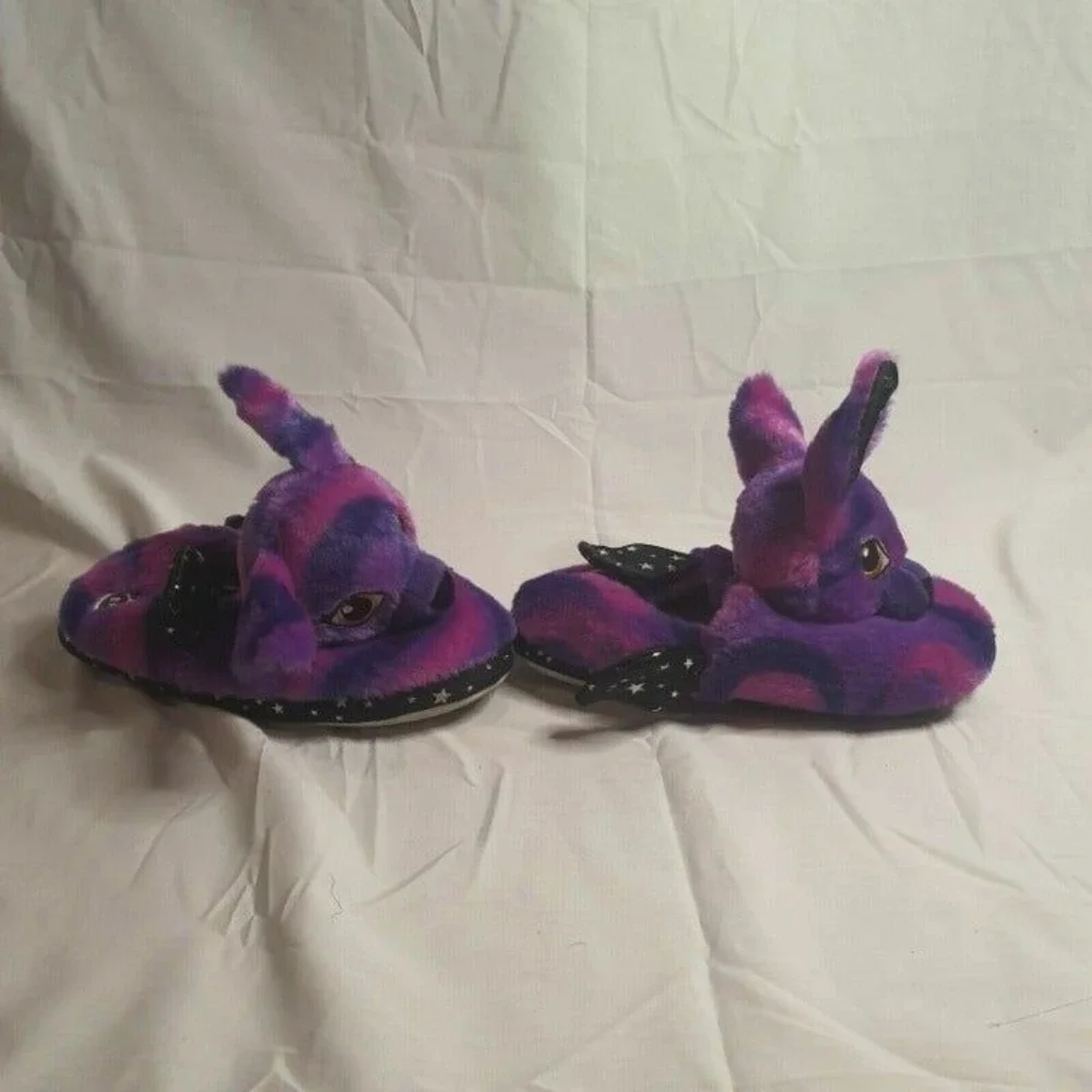 Build A Bear Bat Slippers Size XL (3-4)‎ BAB Purple Black Slip on Kids Boy Girls
